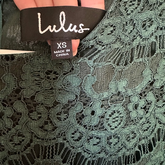 Lulu’s Take Me to Brunch Dark Green Lace Shift Dress - Picture 7 of 9